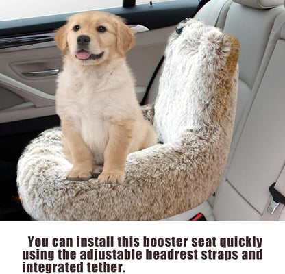 Dog Car Seat - Dog Bed for Car with Safety Straps, Pet Travel Bed for Small Medium Dogs, Memory Foam Booster Seat Soft Plush Sherpa Detachable Washable Cover