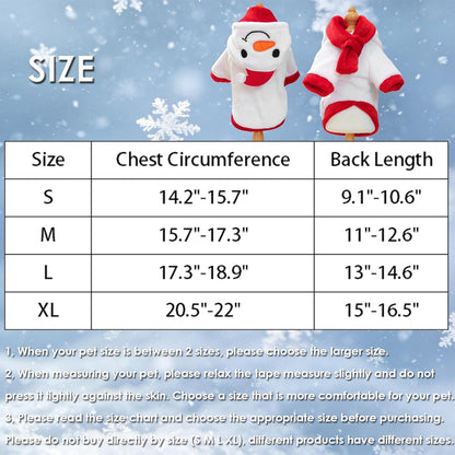 Small Dog Snowman Costume and Scarf, Christmas Pet Snow Hoodie, Xmas Cat Winter Clothes for Teddy, Schnauzers Bichon Frises (X-Large)