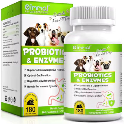 Probiotics Supplement for Dogs - Digestive Enzymes with Prebiotics for Gut Health - Anti Diarrhea, Bowel Support, and Immunity - Health & Itch Relief Digestive Enzymes