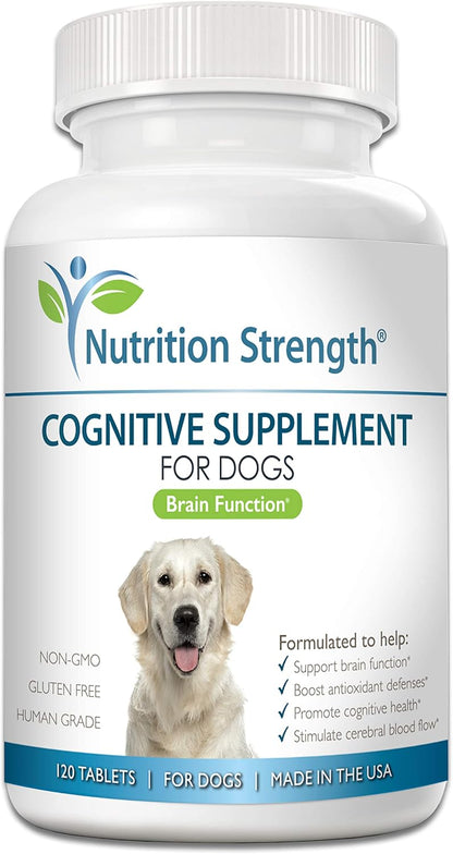 Cognitive Support for Dogs, Promotes Dog Brain Health, Mental Support Supplement for Cognitive Difficulties, 120 Chewable Tablets