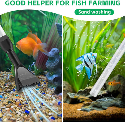Aquarium Gravel Cleaner,Fish Tank Cleaner,Manual Vacuum Water Changer with 30ml Aquarium Vacuum Waste Remover Dropper, Cleaning Brush,Use for Water Changing Gravels Sand Washing