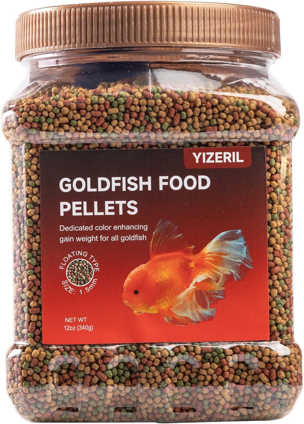 Floating Goldfish Food Pellets – 12oz Pond Fish Food Natural Color Enhancing, Promotes Growth with Natural Antarctic Krill & Spirulina, Clear Water Formula