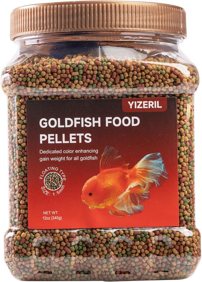 Floating Goldfish Food Pellets – 12oz Pond Fish Food Natural Color Enhancing, Promotes Growth with Natural Antarctic Krill & Spirulina, Clear Water Formula