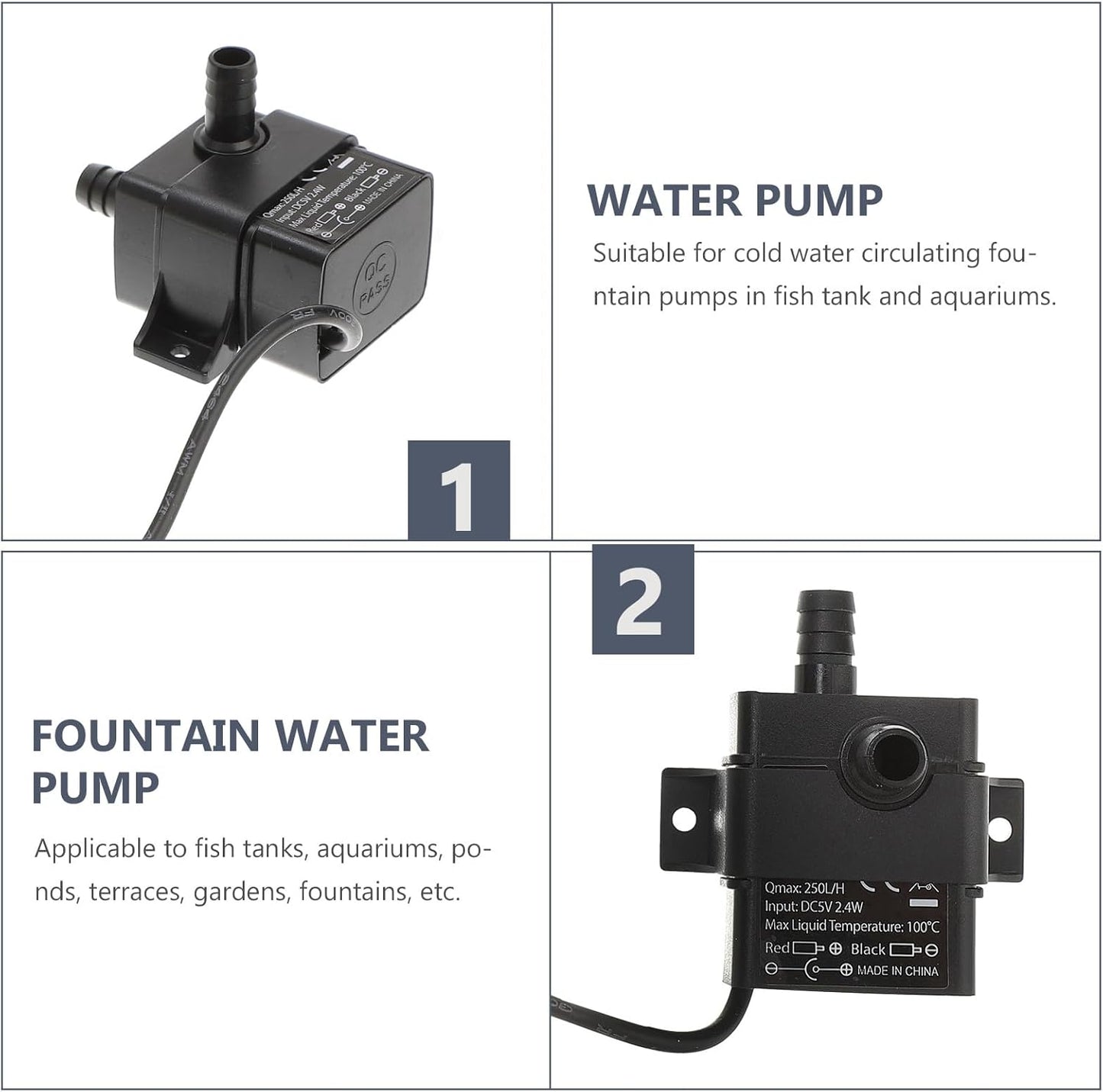 Mini Brushless Dc Water Pump 5V Submersible Fish Tank Water Cooling Pump for Aquarium and Pet Fountain with 2-Meter Lift for Aquatic Pets