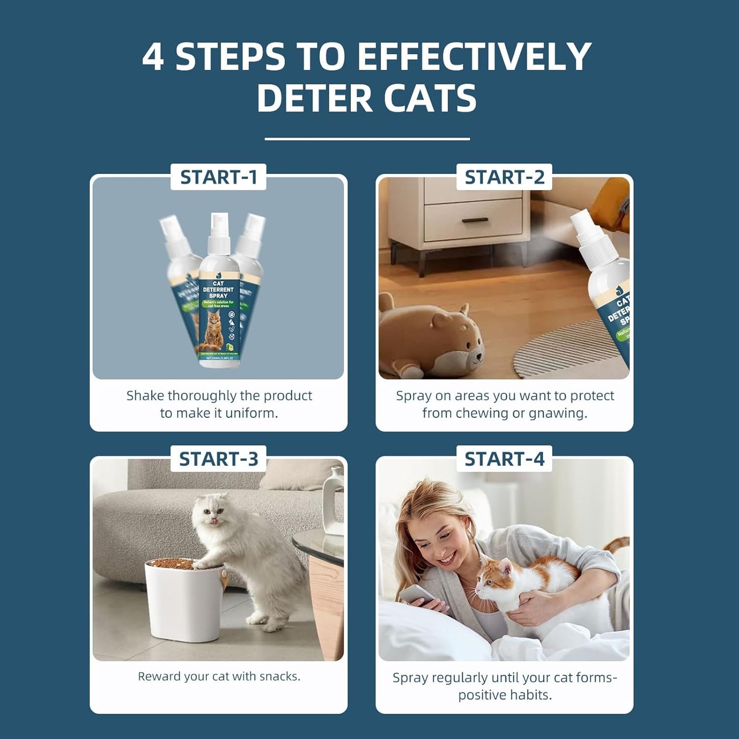 Cat deterrent spray Natural green lemon flavor Non-toxic anti scratch formula for cat and dog,Safe indoor and outdoor repellent for furniture,Blanket and plants Effective pet training assistance 100ml