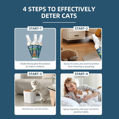 Cat deterrent spray Natural green lemon flavor Non-toxic anti scratch formula for cat and dog,Safe indoor and outdoor repellent for furniture,Blanket and plants Effective pet training assistance 100ml