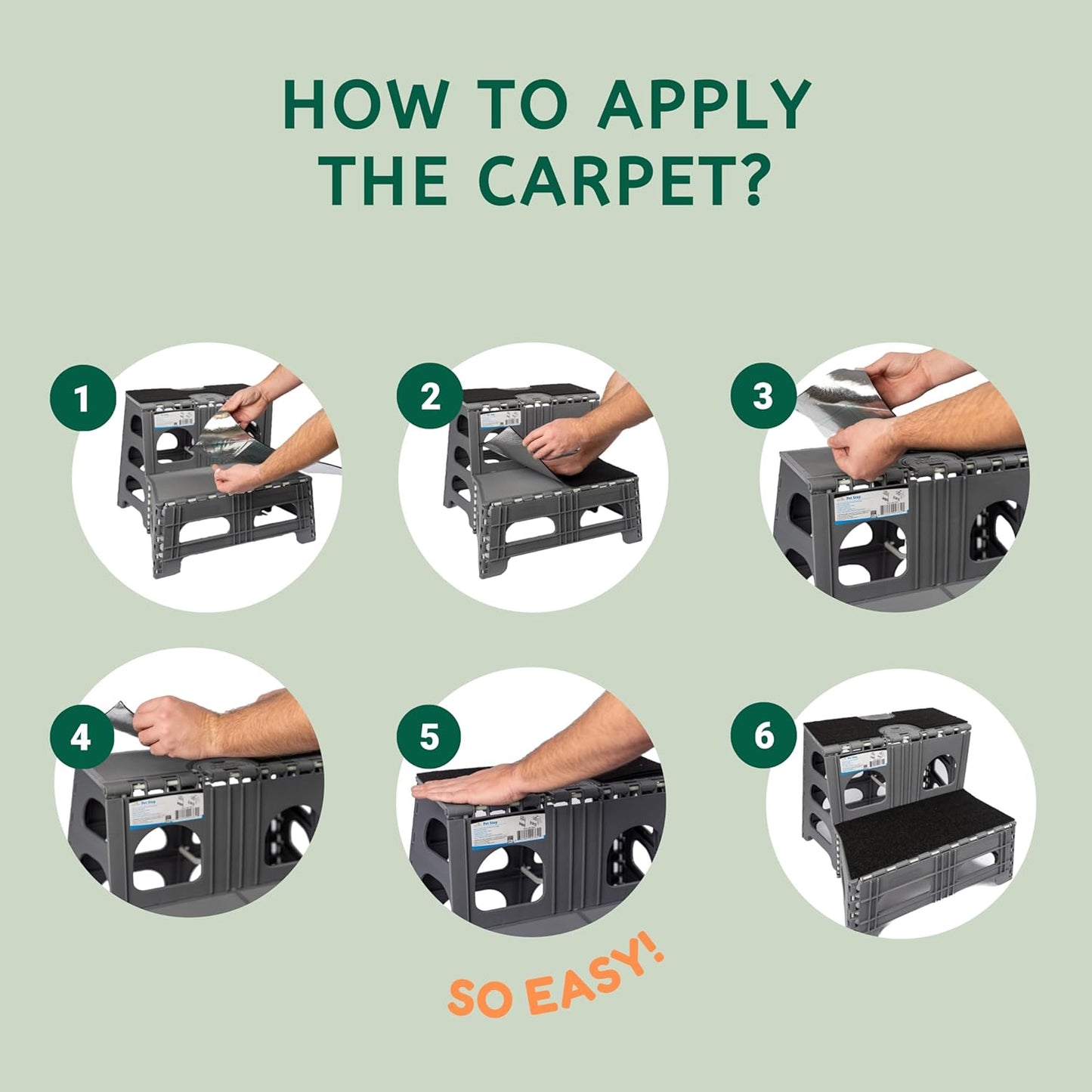 Bee Neat 2 Step Folding Dog Stairs & Ramp for Your Pet - Indoor Outdoor Foldable Pet Stairs for High Bed, Car, SUV – Collapsible Step Stool Ladder Supports 300lbs – New Carpeted Design