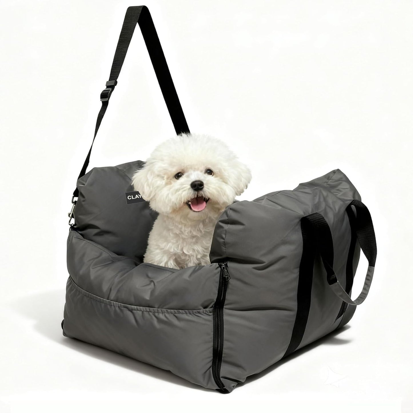 Dog Car Seat for Small Dogs - Soft Booster Seat with Safety Strap, Waterproof & Washable Pet Travel Carrier Bed, Portable Puppy Carseat with Storage for Car Travel Comfort