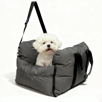 Dog Car Seat for Small Dogs - Soft Booster Seat with Safety Strap, Waterproof & Washable Pet Travel Carrier Bed, Portable Puppy Carseat with Storage for Car Travel Comfort