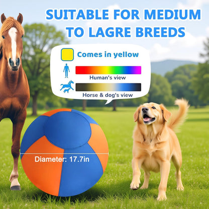 18" Herding Ball for Dogs | Jolly Ball for Horses & Large Dogs | Dog Agility Equipment | Interactive Dog Ball with Cover & Hand Pump (Orange&Blue)