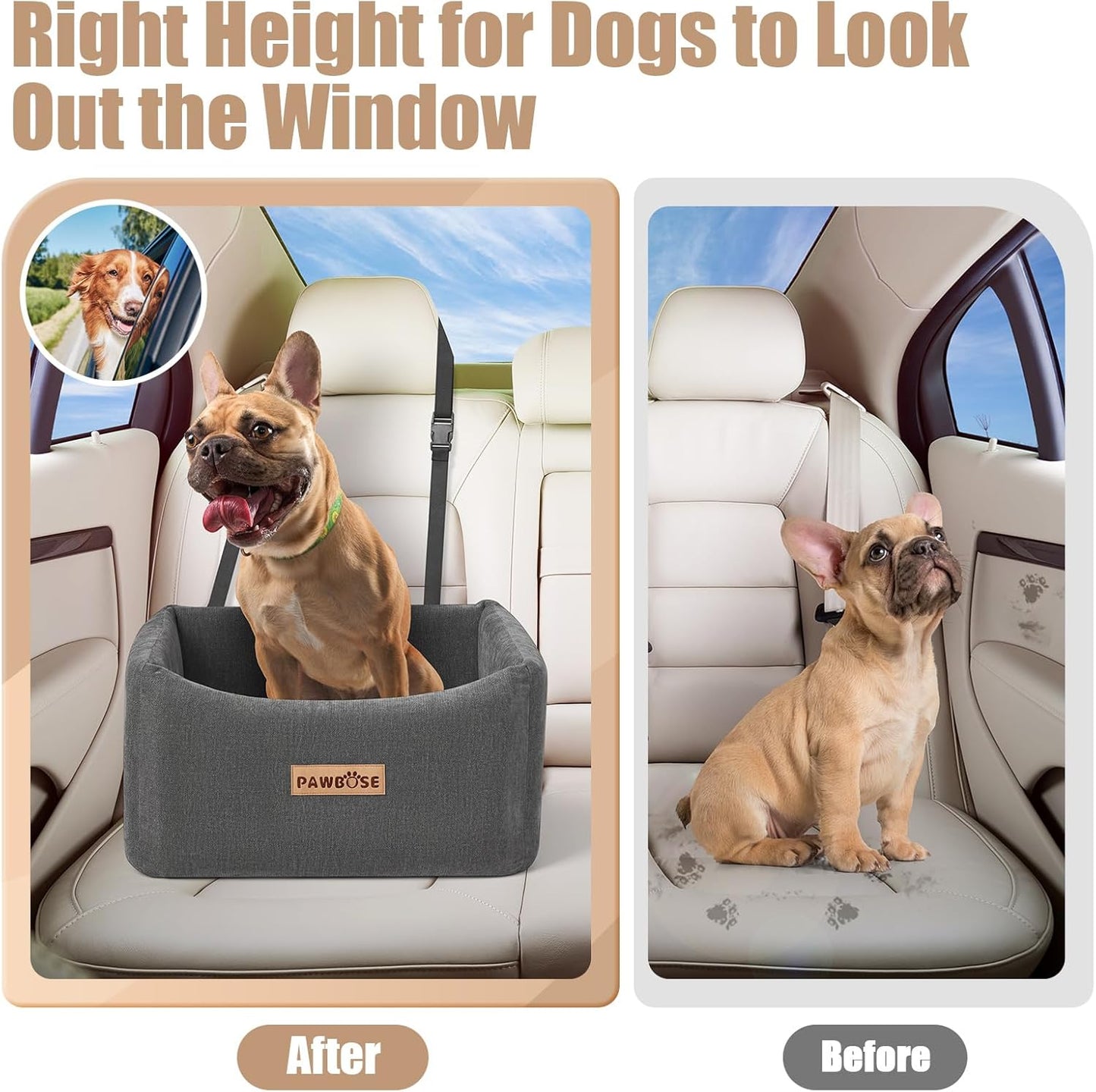 Dog Car Seat for Small Medium Dogs up to 25lbs, Multi-Functional Booster Dog Car Home Seat with Safety Belt, Comfortable Pet Sofa Beds with Washable Removable Cover