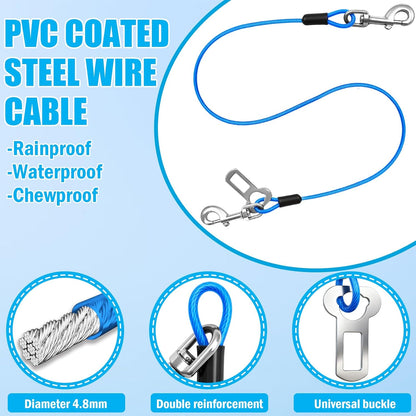 Dog Car Safety Harness,16 Inch/40 cm Double Clips Seatbelt Dog Leash，No Chew seat Belts for Dogs（2 Pack Blue）