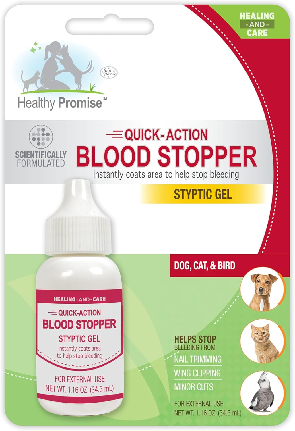 Four Paws Healthy Promise Quick Action Blood Stopper Styptic Gel for Dogs & Cats, 1.16 oz.