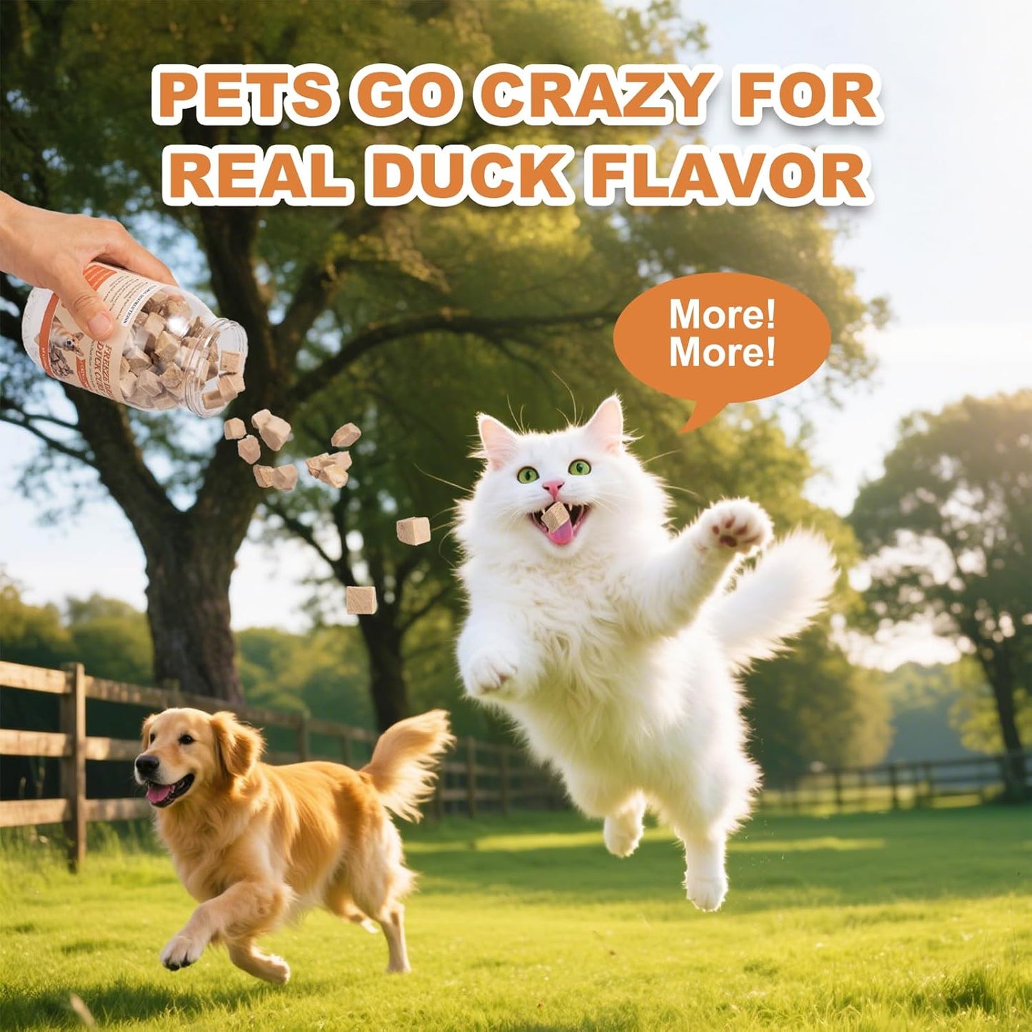 Freeze Dried Duck Dogs & Cats Treats - High Protein Training Treats, Single Ingredient Food Toppers for Kittens,4oz