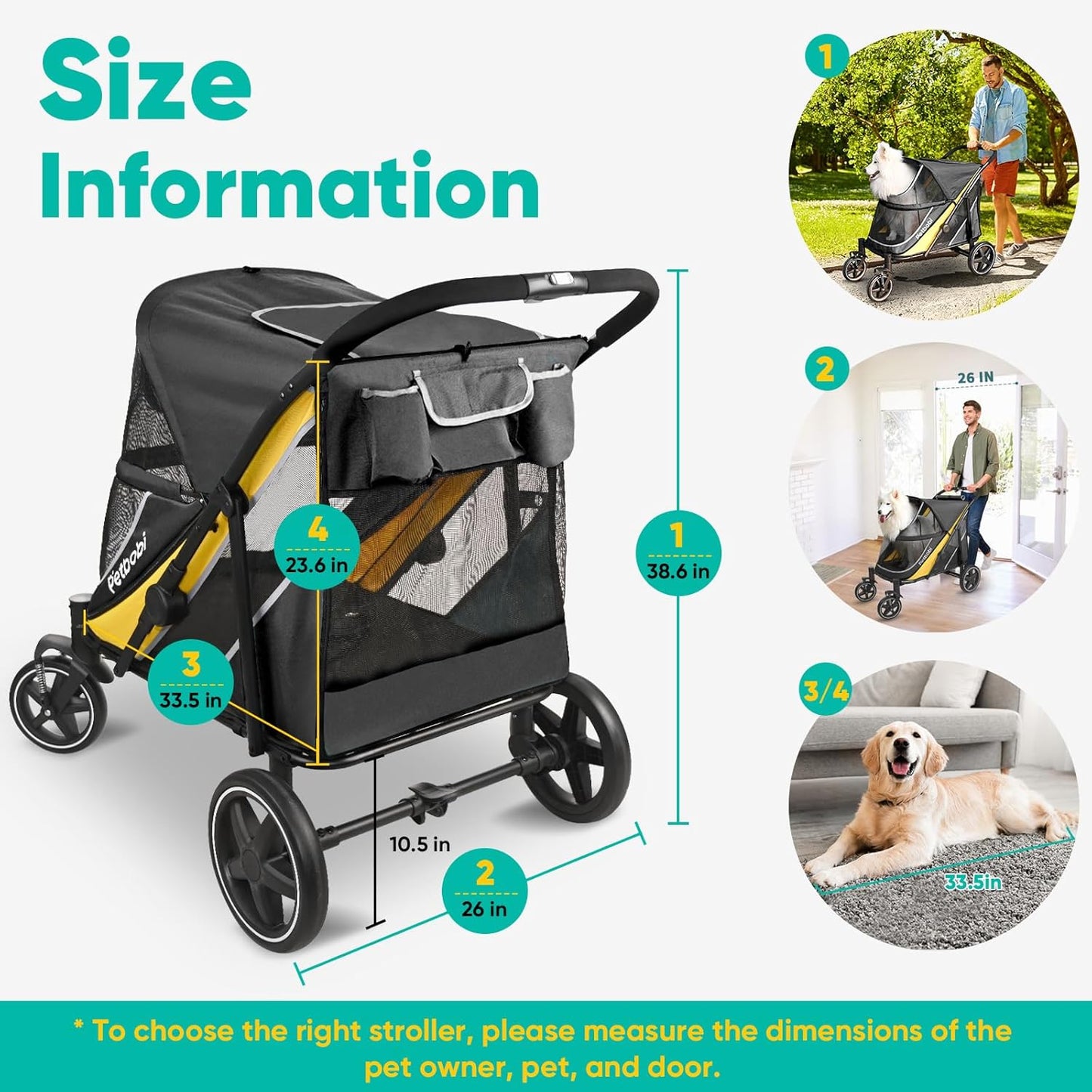 Petbobi Dog Stroller and Plush Mat Bundle for Medium & Large Dogs