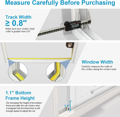 Cat Door for Window,Adjustable to Fits 27.5"-33" Width Sliding Windows,Aluminum Frame Window Cat Door Insert,Magnetic Close Cat Window Door,Quick Install Window Pet Door for Cats & Small Dogs