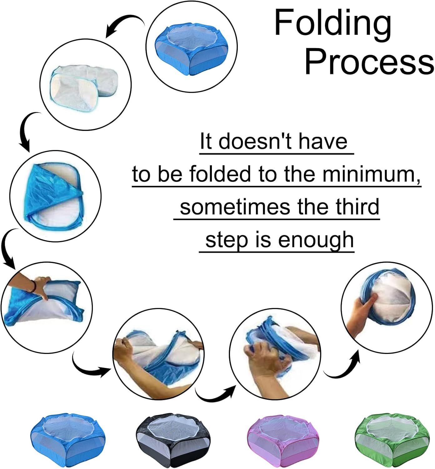 Small Animal Playpen with Zippered Mesh Cover - Portable Foldable Chicken Brooder Box, Indoor Outdoor Enclosure for Guinea Pigs, Bunny, Rabbits, Ferrets, Chinchillas, Kittens (Black)