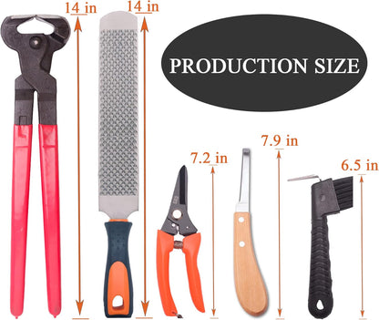 LONG RIVER Horse Farrier Hoof Tool Kit（7 Piece） with Carry Bag Horse Equine Metal Shears Farriers Hoof Nipper Cutter Handle Knife Stable Supplies Professional Hoof Trimming Tools