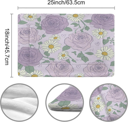 susiyo Spring Artistic Purple Daisies Dog Bed Mat - Super Soft & Warm Pet Pad, 25x18 Inch Machine Washable Mat for Small Medium Dogs, Couch Protector, Crate & Travel Bed Topper