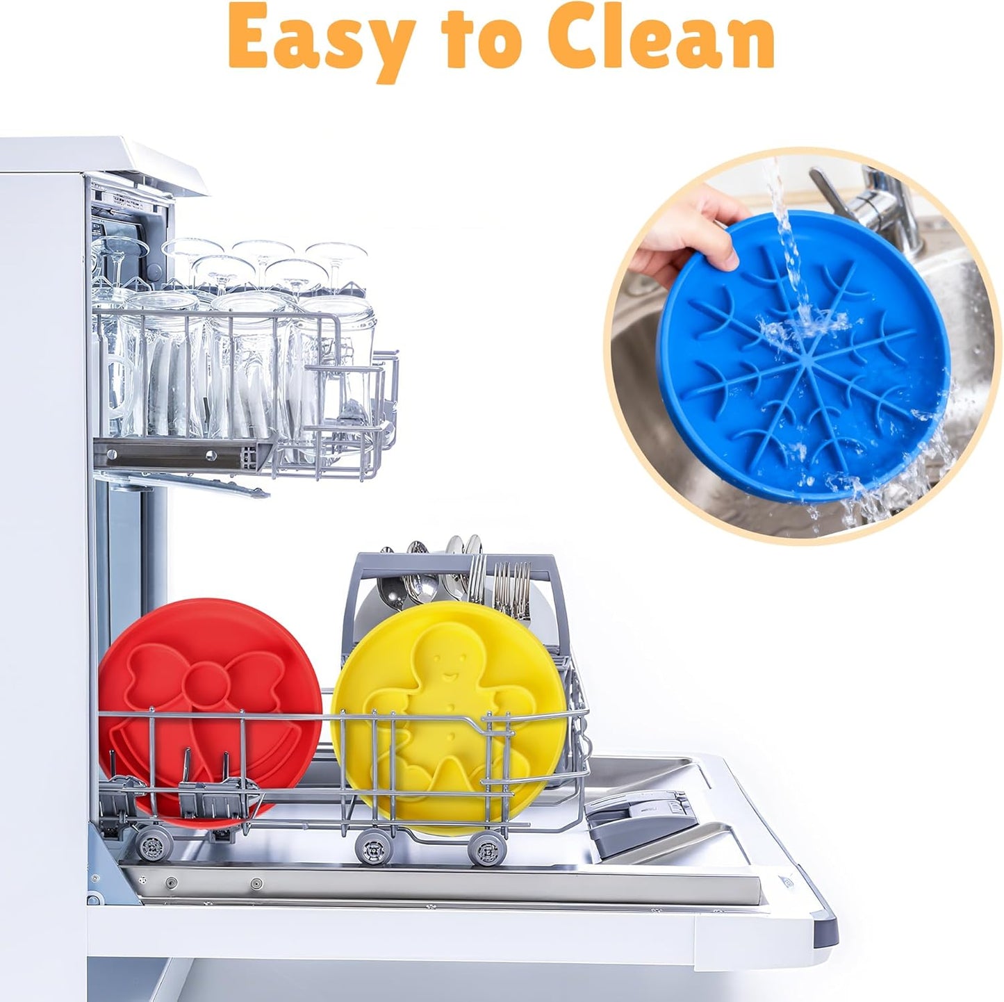 2 in 1 Slow Feeder Dog Bowls with Suction Cups,Silicone Lick Mat for Dogs-DIY Wet Food & Dishwasher Safe, Slow Feeder Bowl for Cats Dog, Lemon, Spatula+UU Bowl+Divided Lick Pad