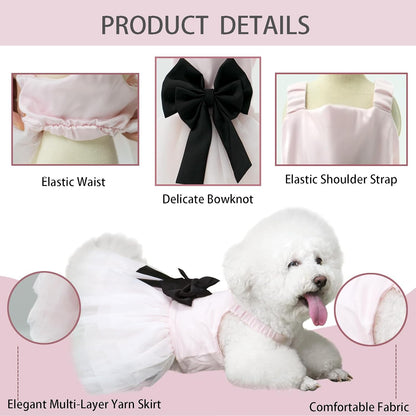 Dog Dress,Pet Wedding Dress Princess Formal Tutu Skirt with Bowknot,Puppy Birthday Party Outfit Apparel Girl for Large Dogs Cats (Pink, 4X-Large)