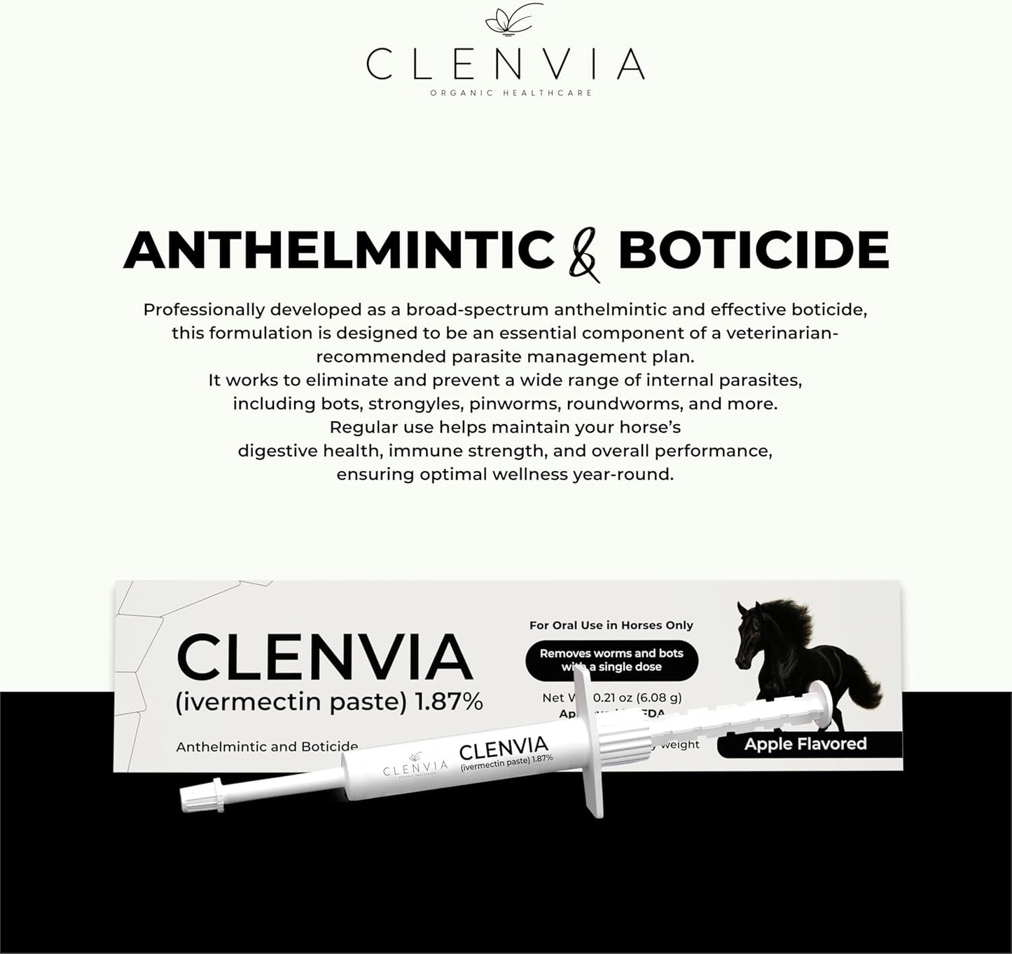 Horse Paste 1.87% – Apple Flavored Wormer – 6.08g Tube – Treats Up to 1250 lb