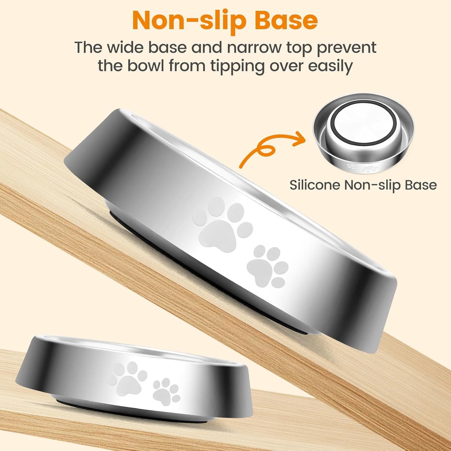 PETTOM Slow Feeder Cat Bowl Elevated, Anti Vomiting for Dry and Wet Food,2Pcs Stainless Steel Cat Food Bowls with Non-Slip Rubber Base