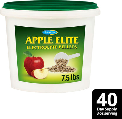 Farnam Apple Elite Electrolyte Supplement for Horses, Replaces Vital Minerals, Encourages Hydration, No Added Sugar, 7.5 lb, 40 Day Supply