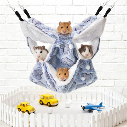 6 Pieces Rat Hammocks for Cage, 3 Layer Guinea Pig Hideout Bed, Ferret Hammocks Soft Hamster, Playing Sleeping Accessory for Small Animal Chinchilla Squirrel