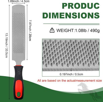 12 Inch Hoof Rasp, Carbon Steel Farrier File Tool, Trimming Tool Horse Rasp with Handle, Suitable for Horse Donkey Cow Goat Animal Hooves