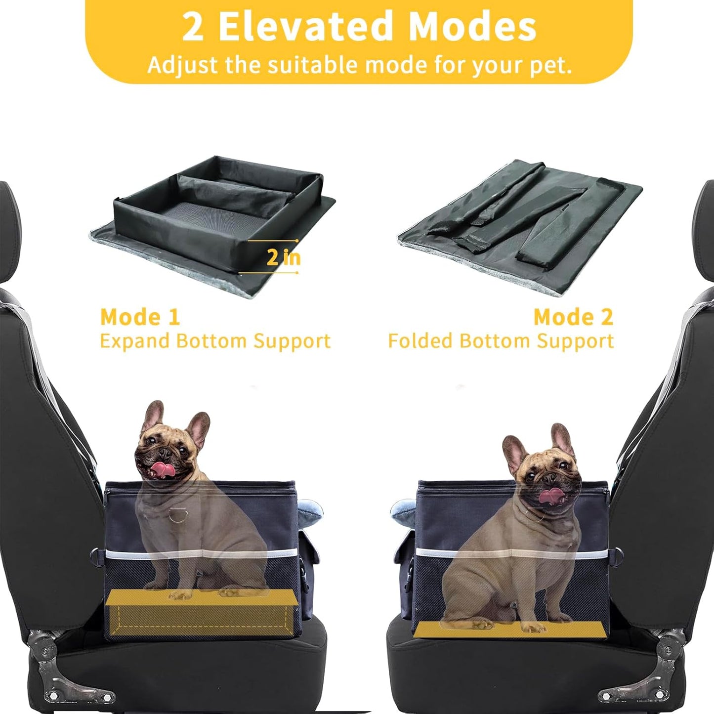 Foldable Dog Car Seat for Small Dogs,Potable Puppy Booster Seat with Harness &Safety Belt, Travel Pet Bed can Removable & Washable Suitable for Dogs 25-30 lbs(Black)
