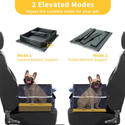 Foldable Dog Car Seat for Small Dogs,Potable Puppy Booster Seat with Harness &Safety Belt, Travel Pet Bed can Removable & Washable Suitable for Dogs 25-30 lbs(Black)