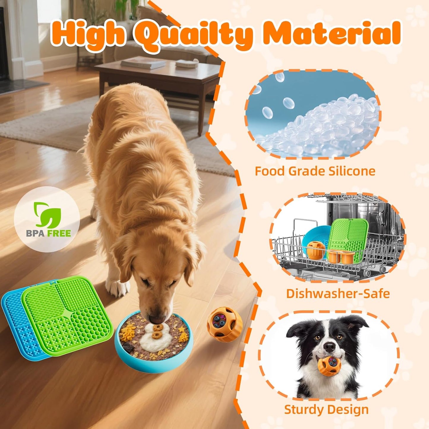 KILIN Dog Enrichment Toys 6 Pack - Dog Toys to Keep Them Busy, Lick Mat, Ball & Bowl with Peanut Butter, Frozen Treat Puzzle Dispenser for Anxiety Relief, Reduce Boredom, Perfect for Bathing Grooming