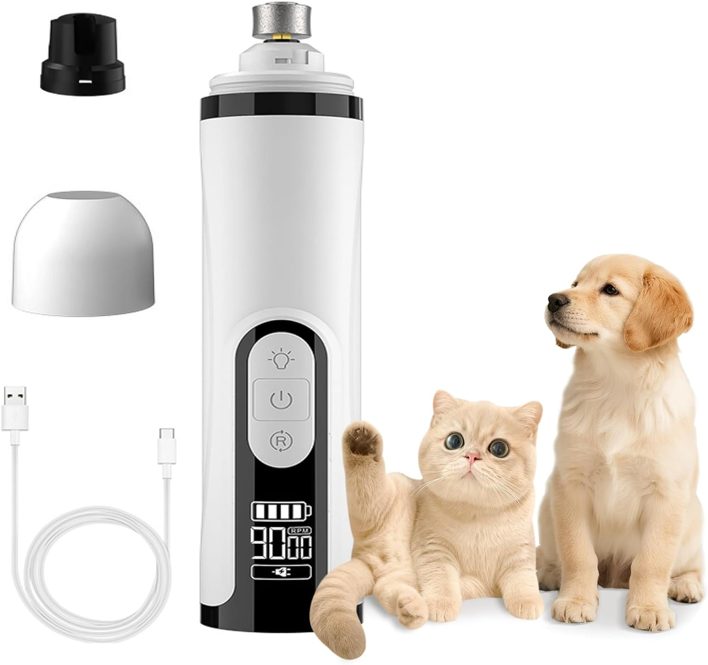 Pet Nail Grinder Dog Claw Care Pets Grooming Dog Nail Grinder Dog Nail Trimmer Painless Paws Grooming Smoothing for Small Dogs Cats 3 Speeds 2000mAh Battery for Gentle Pet Grooming