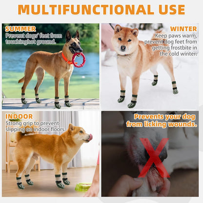 KOOLTAIL Dog Socks for Hot/Cold Pavement to Prevent Licking Paws for Hardwood Floors,Anti Slip,Pet Boots&Paw Protector with Grippers,Puppy Shoes Booties for Small Medium Large Senior Dogs