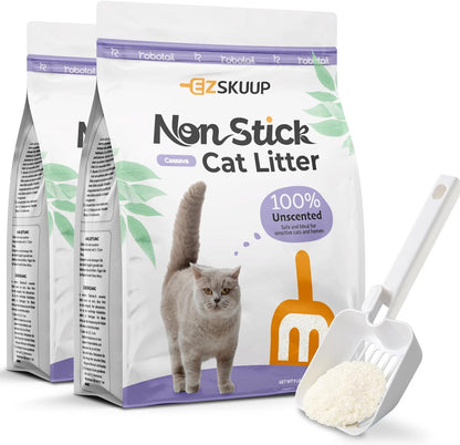 Non-Stick Ultra Clumping Cat Litter, Dust-Free Unscented Kitty Litter, Made of Pet Friendly Natural Cassava with Odor Control, Last Twice as Long as Clay Litter, 9 lbs (7.5 Liters) X 2 Packs