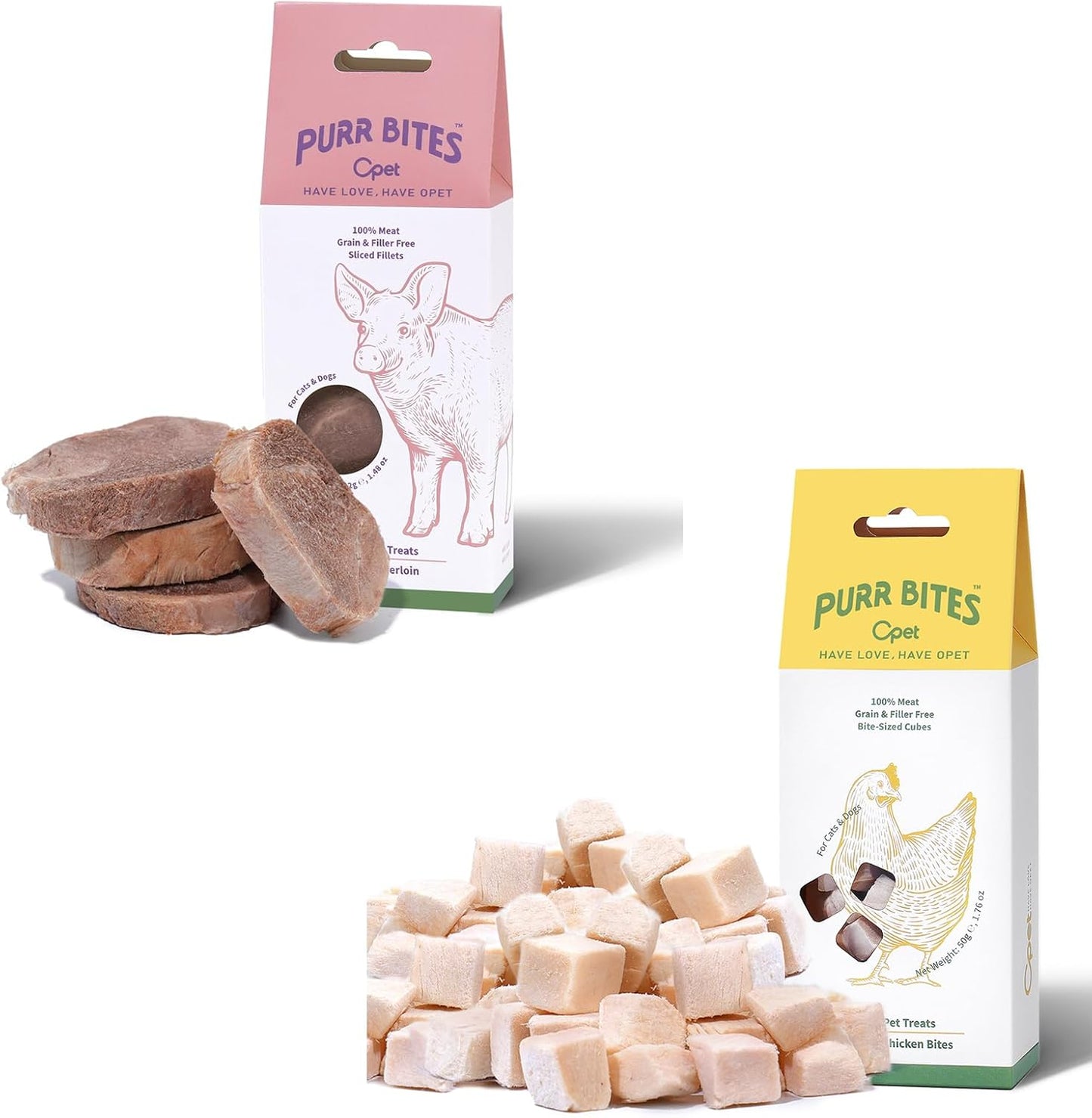 OPET Freeze Dried Cat Treats, Single Ingredient Grain Free High Protein Pet Food for Cats and Dogs, Healthy Training Snacks