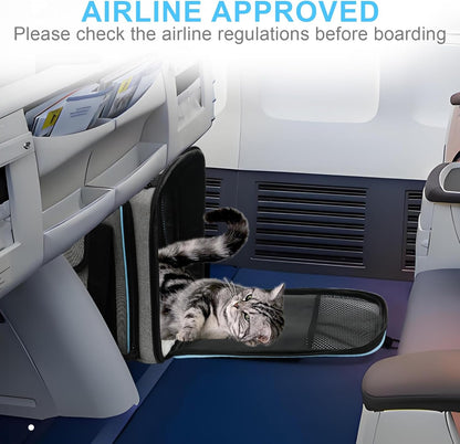 Pet Carrier Airline Approved, Expandable Pet Cat Carriers with Wheels for Dogs, Airline Approved Cat Dog Carrier, TSA Approved Pet Carrier In Cabin, Pet Dog Cat Carrier Soft, Cat Travel Carriers(Grey)