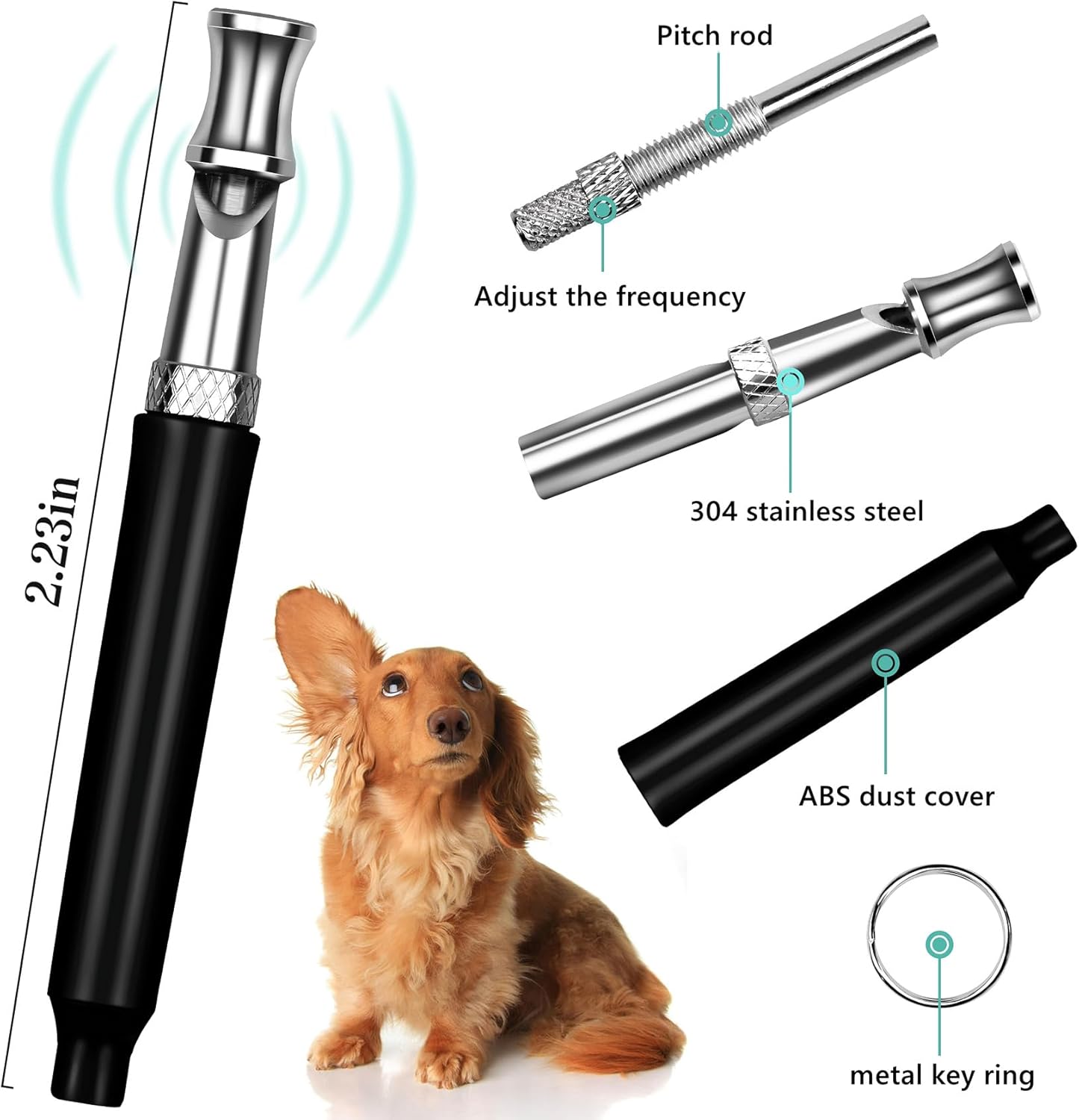 2 Pack Dog Whistle, Dog Whistle to Stop Barking Neighbors Dog, Adjustable Ultrasonic Silent Dog Whistle, Professional Recall Dog Training Whistles, with Lanyard (Black and White)