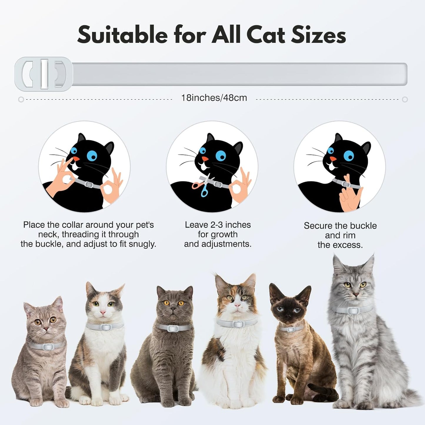 Natural Flea and Tick Collar for Cats – 4 Pack, 8 Months Long-Lasting Protection, Waterproof, Adjustable Size for Kittens and Adult Cats