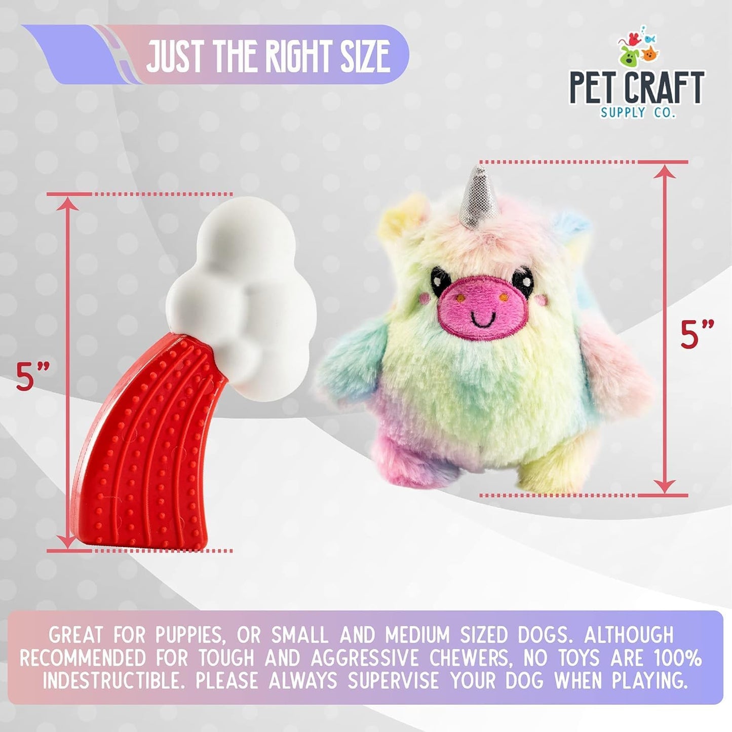Pet Craft Supply Puppy Teething Dental Chew Teeth Cleaning Nylon Bone Squeaky Plush Dog Toys with Super Squeaker Ball 2 Pack Cute Tough Durable for Puppies Small Medium Dogs Aggressive Chewers