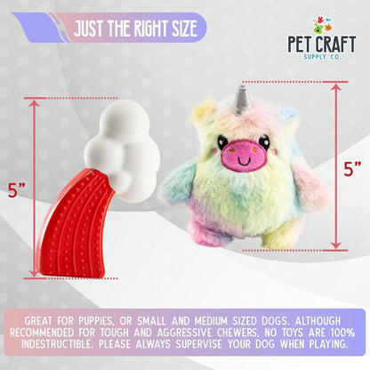 Pet Craft Supply Puppy Teething Dental Chew Teeth Cleaning Nylon Bone Squeaky Plush Dog Toys with Super Squeaker Ball 2 Pack Cute Tough Durable for Puppies Small Medium Dogs Aggressive Chewers