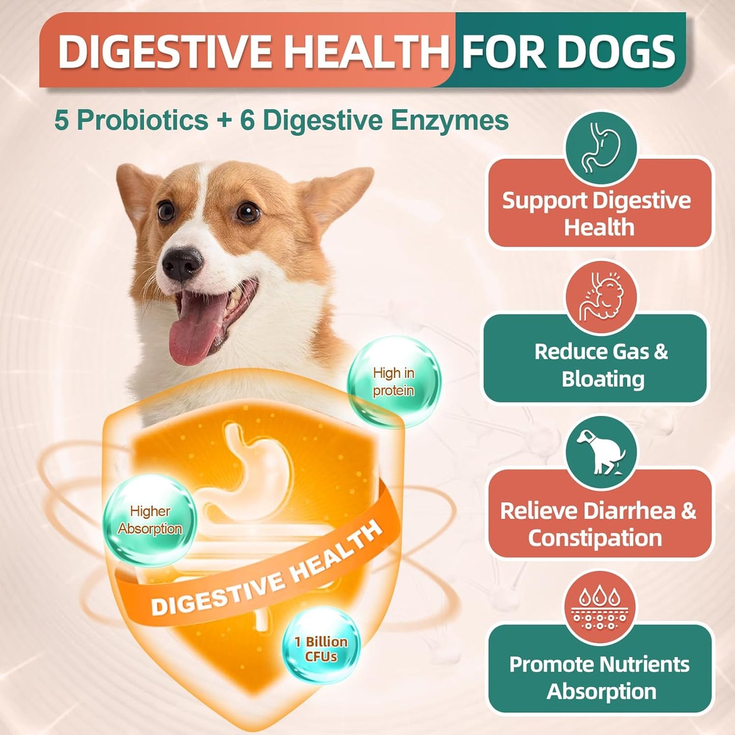 Dog Multivitamin, Dog Vitamins and Supplements, Multivitamin for Dogs with Glucosamine, Probiotics & Omega 3 for Joint, Digestive, Skin, Coat and Immune Health, Chicken Flavor - 180 Bites