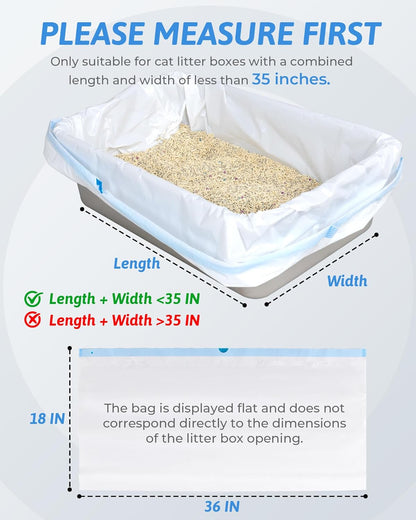 ANWA Cat Litter Box Liners: 36" x 18" Large Cat Litter Box Bags, 2 Mils Extra Thick, Durable & Tear-Resistant, 10 Count
