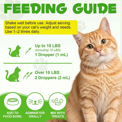 Hairball Treatment for Cats, Cat Hairball Remedy, Hairballs Drops Promotes Natural Passage of Hairballs, Supports Skin & Coat, Digestion, Immune - Chicken Flavor, 60ML