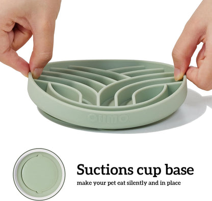 OHMO Slow Feeder Dog& Cat Bowl, Silicone Puppy Cat Food Bowl with Anti-Slip Suction Cup Slow Down Small Dogs Eating, Anti Choking (S-Diamond,Camo Green)