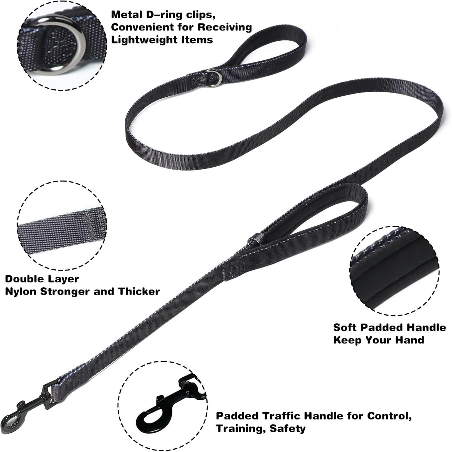 Prong Collar for Dogs,Dog Training Collar with One Professional Training Leash,Adjustable Pinch Collar with Quick Release Metal Buckle, No Pull Choke Collar for Small Medium Large Dogs（Silver, XL）.