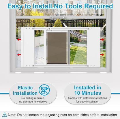 Cat Door for Window,Adjustable to Fits 27.5"-33" Width Sliding Windows,Aluminum Frame Window Cat Door Insert,Magnetic Close Cat Window Door,Quick Install Window Pet Door for Cats & Small Dogs