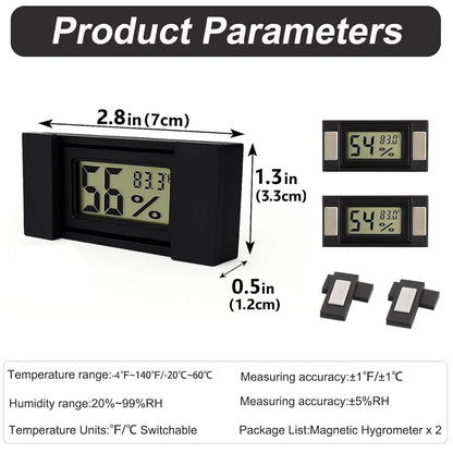 2pcs Magnetic Reptile Thermometer and Humidity Gauge,Fast Accurate Hygrometer Thermometers Terrarium Tank Accessories,for Bearded Dragon,Jumping Spider,Snake,Tortoise,Crab,Ball Python,Gecko (Black)