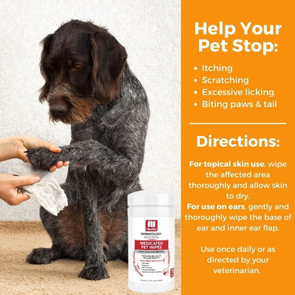 Nootie Medicated Dog Wipes, 2% Chlorhexidine and 2% Miconazole Formulated Pet Wipes for Dogs and Cats - 5"x 6" Size XL Wipes - 70 Count - Sold in Over 10,000 Vet Clinics and Pet Stores Worldwide